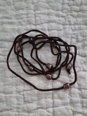 Brown Suede Cord Necklace with Brown Freshwater Pearls